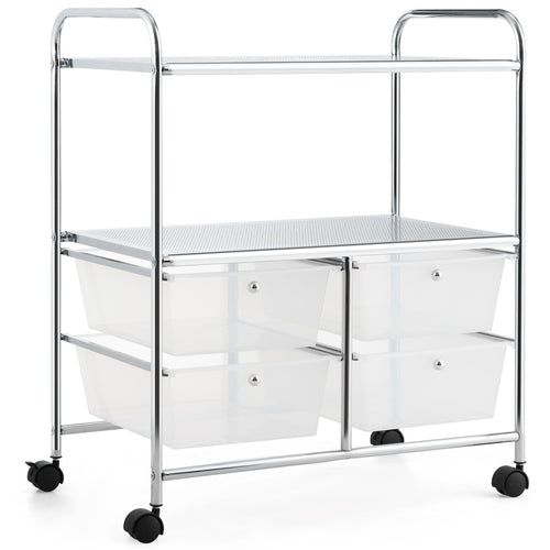 4 Drawers Shelves Rolling Storage Cart Rack, Transparent