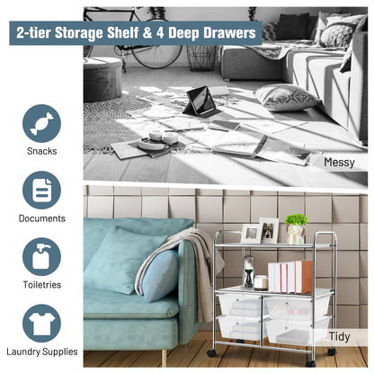 4 Drawers Shelves Rolling Storage Cart Rack, Transparent File Cabinets at Gallery Canada