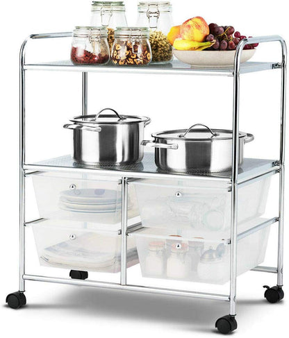 4 Drawers Shelves Rolling Storage Cart Rack, Transparent File Cabinets at Gallery Canada