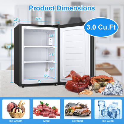 3 Cubic Feet Compact Upright Freezer with Stainless Steel Door, Black & White Refrigerators at Gallery Canada