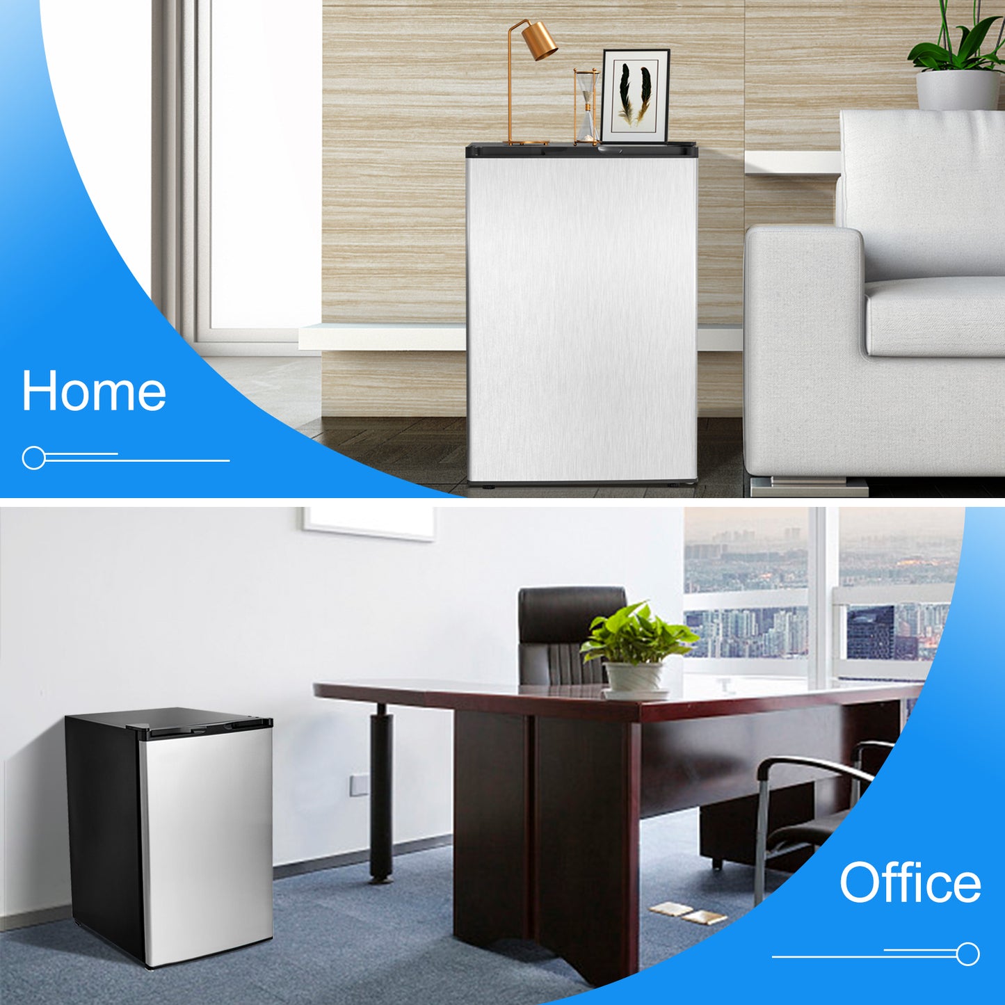 3 Cubic Feet Compact Upright Freezer with Stainless Steel Door, Black & White Refrigerators at Gallery Canada