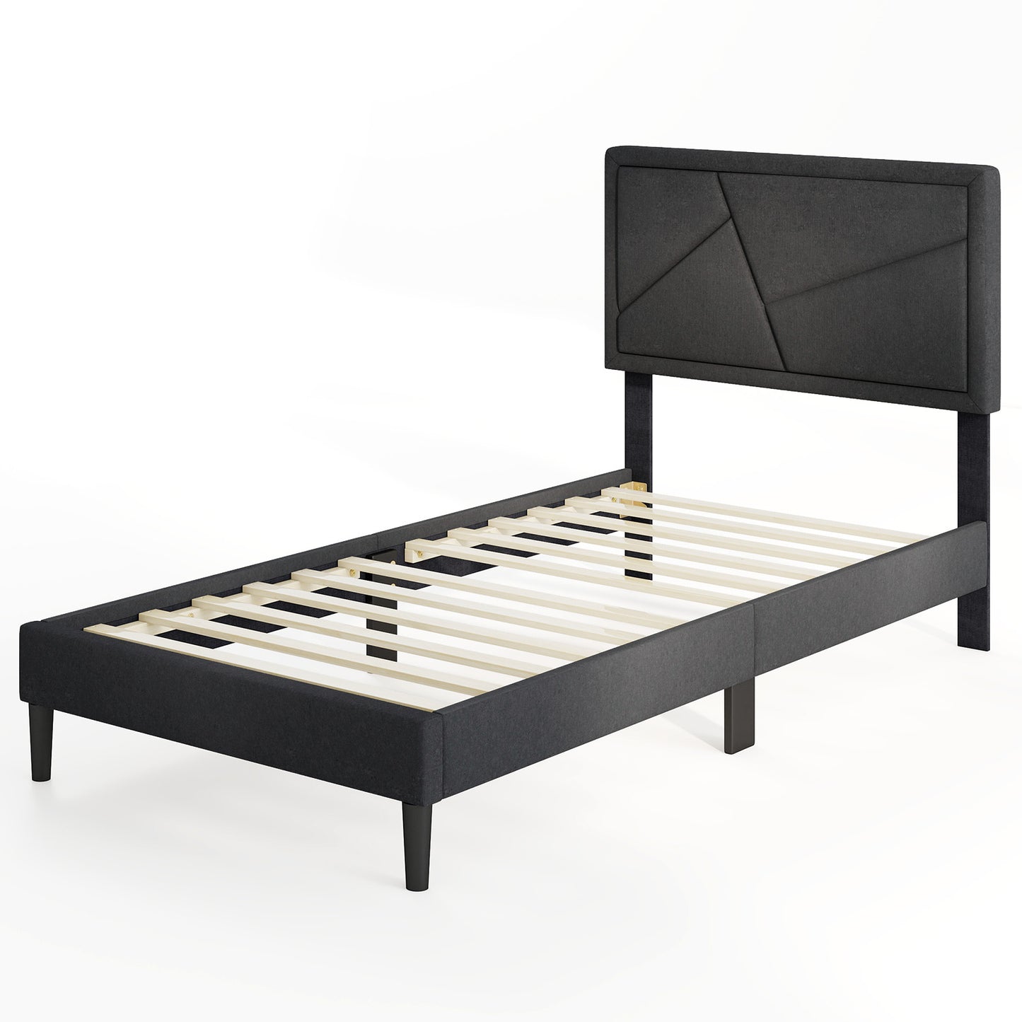 Twin Size Upholstered Platform Bed Frame, Gray Simple Bed Frame at Gallery Canada