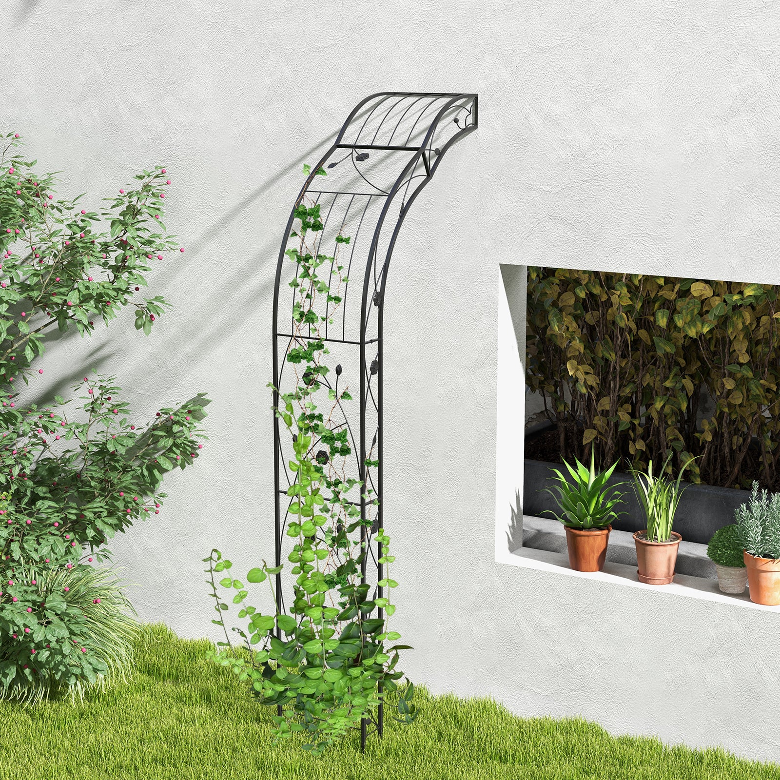 Garden Arch Arbor Trellis for Climbing Plants Roses Vines, Black Outdoor Decor at Gallery Canada