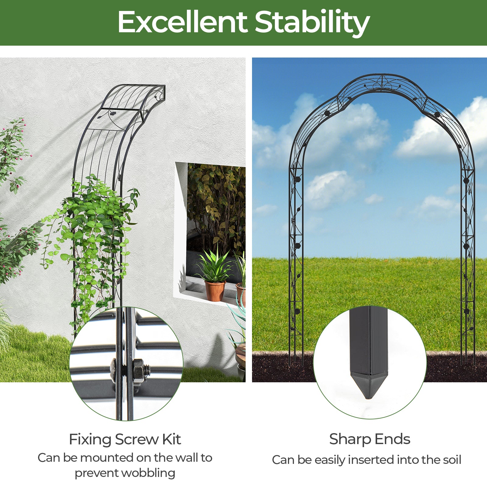 Garden Arch Arbor Trellis for Climbing Plants Roses Vines, Black Outdoor Decor at Gallery Canada