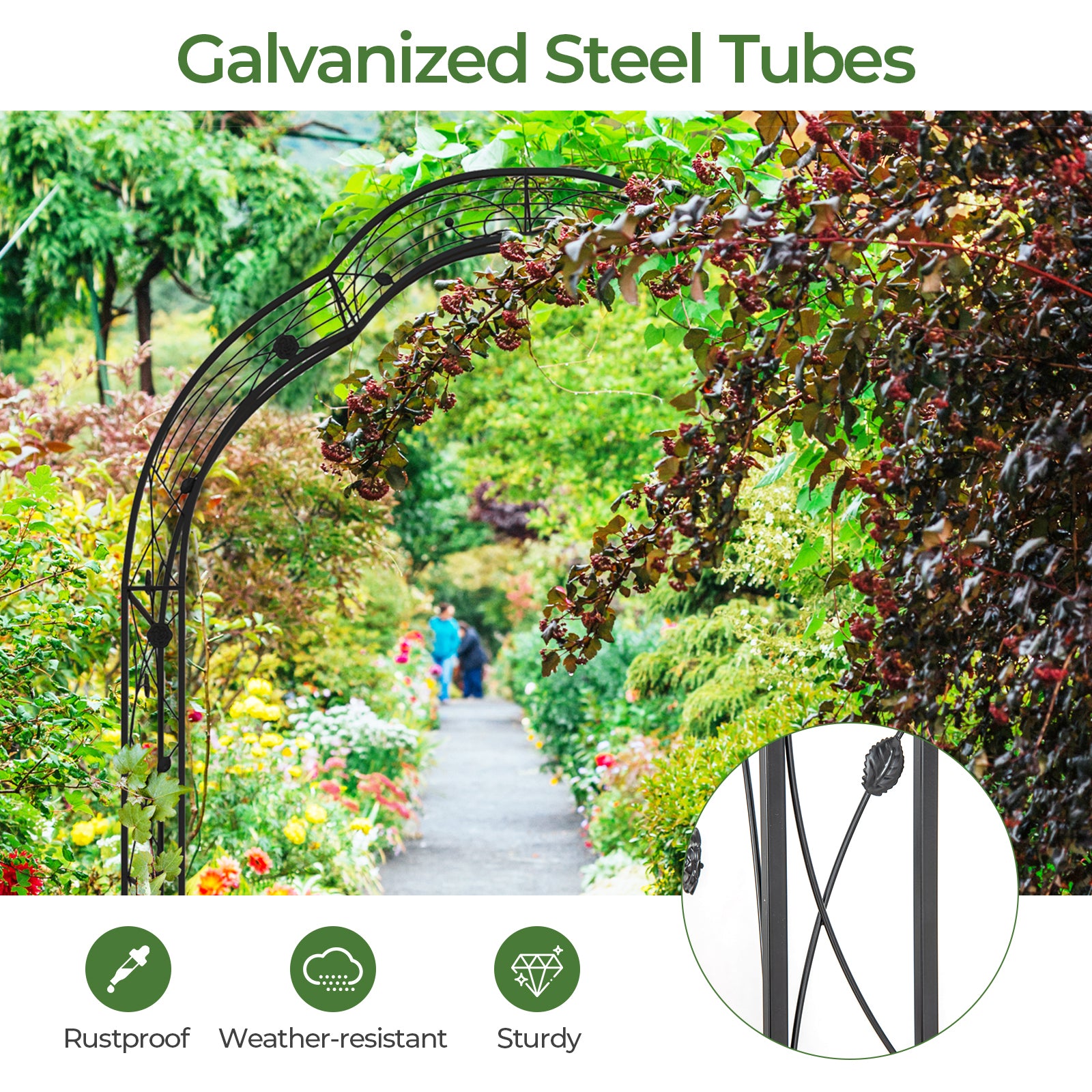 Garden Arch Arbor Trellis for Climbing Plants Roses Vines, Black Outdoor Decor at Gallery Canada