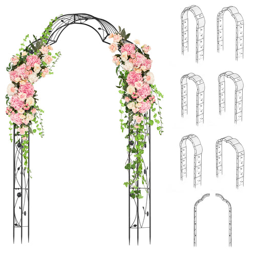 Garden Arch Arbor Trellis for Climbing Plants Roses Vines, Black