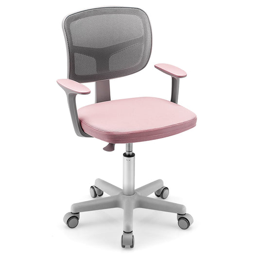Adjustable Desk Chair With Auto Brake Casters, Pink