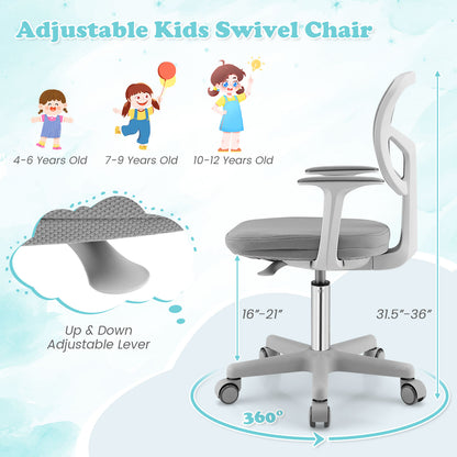 Adjustable Desk Chair with 5 Rolling Casters for Kids, Gray Kids Chairs & Seating at Gallery Canada