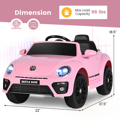 Volkswagen Beetle Kids Electric Ride On Car with Remote Control, Pink Powered Ride On Toys at Gallery Canada