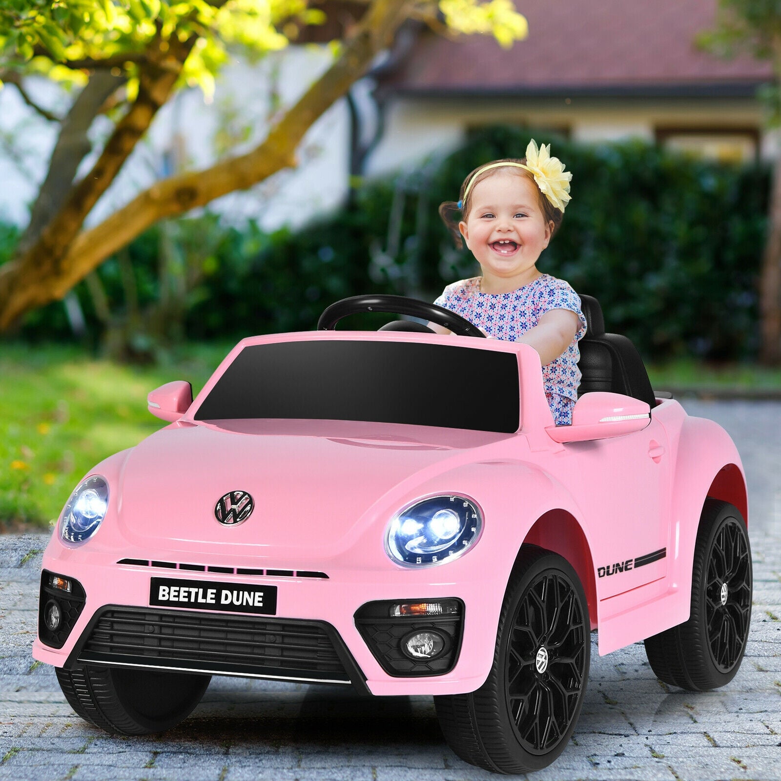 Volkswagen Beetle Kids Electric Ride On Car with Remote Control, Pink Powered Ride On Toys at Gallery Canada