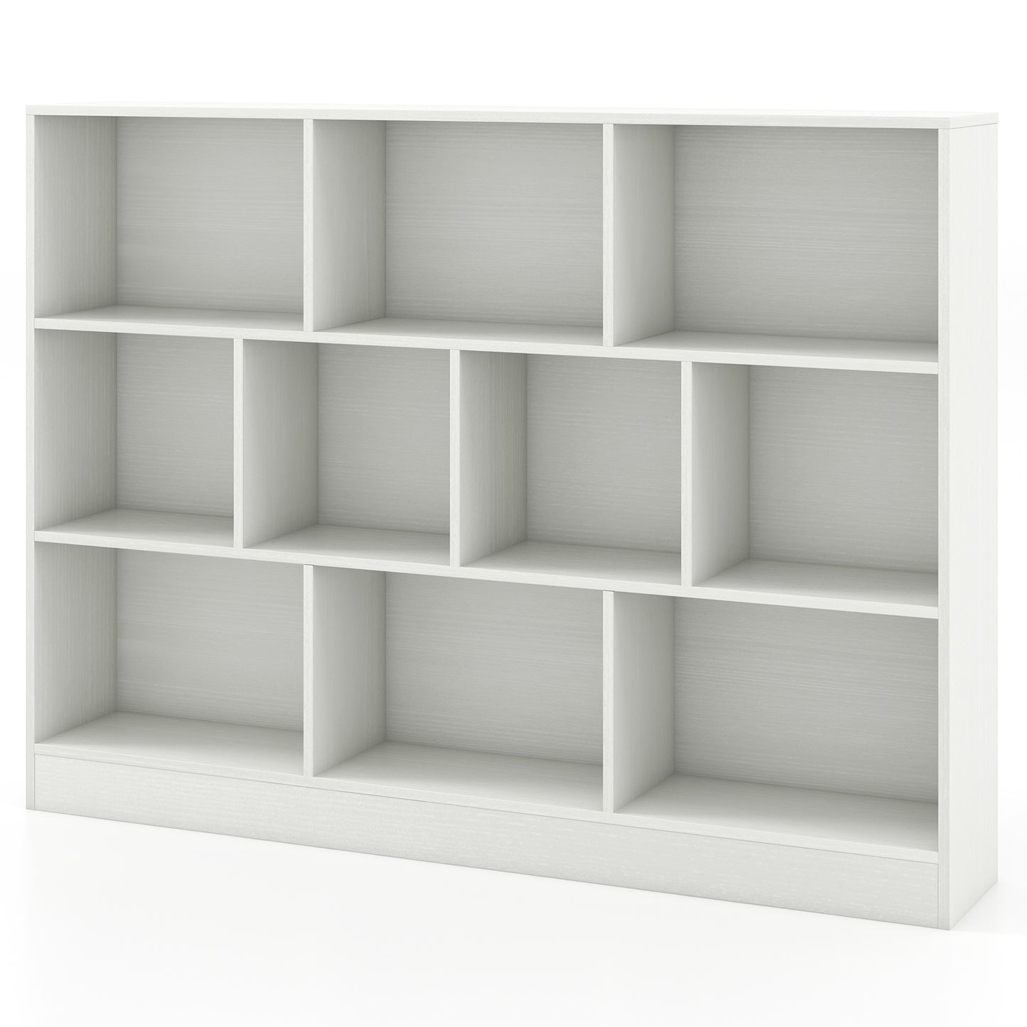 Organisateur de rangement pour jouets en bois, 41 pouces, 10 cubes, blanc