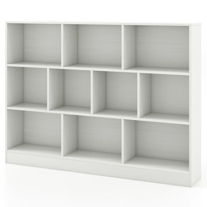 Organisateur de rangement pour jouets en bois, 41 pouces, 10 cubes, blanc
