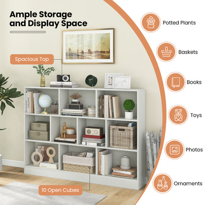 41 inches Wooden Toy Storage Organizer with 10 Cubes for Classroom Daycare Nursery Kindergarten, White Kids Storage at Gallery Canada