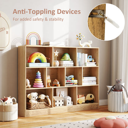 41 inches Wooden Toy Storage Organizer with 10 Cubes for Classroom Daycare Nursery Kindergarten, Natural Kids Storage at Gallery Canada