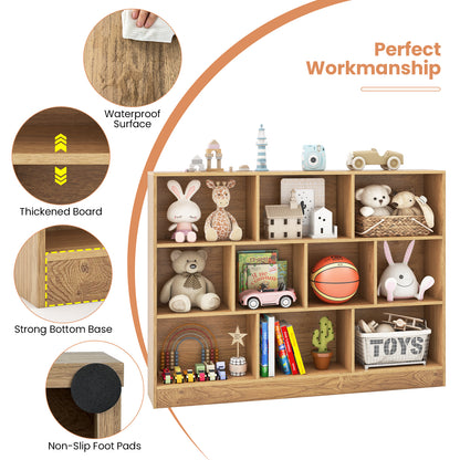 41 inches Wooden Toy Storage Organizer with 10 Cubes for Classroom Daycare Nursery Kindergarten, Natural Kids Storage at Gallery Canada