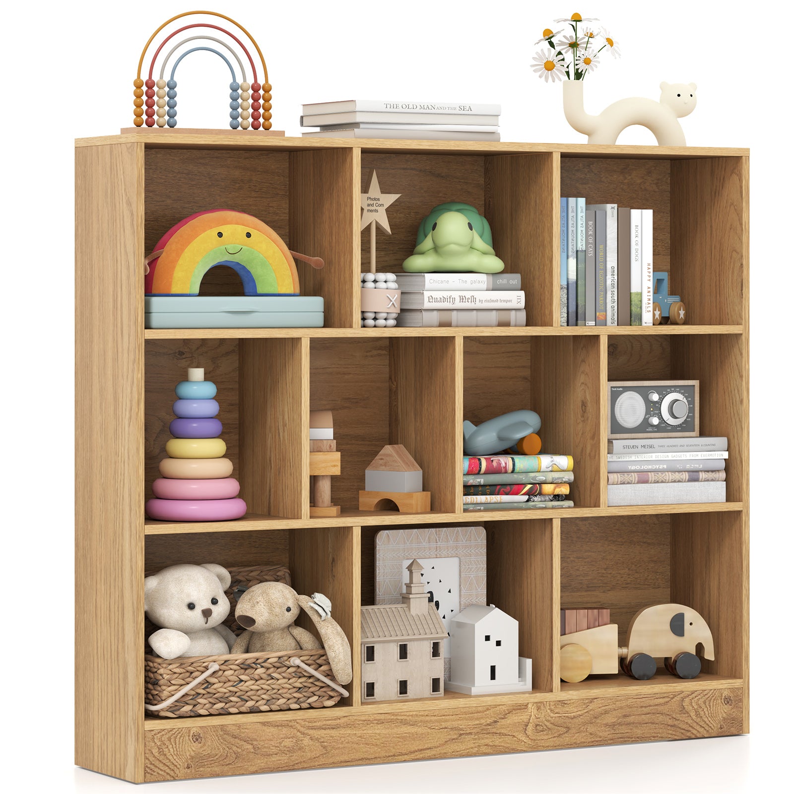 41 inches Wooden Toy Storage Organizer with 10 Cubes for Kids, Natural Kids Storage at Gallery Canada