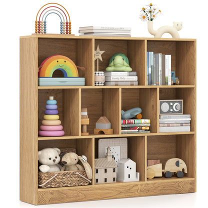 41 inches Wooden Toy Storage Organizer with 10 Cubes for Kids, Natural Kids Storage at Gallery Canada