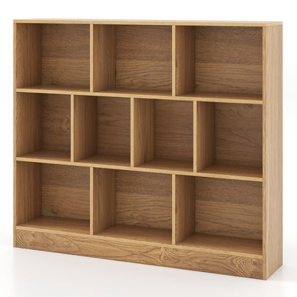 Organisateur de rangement pour jouets en bois, 41 pouces, 10 cubes, naturel