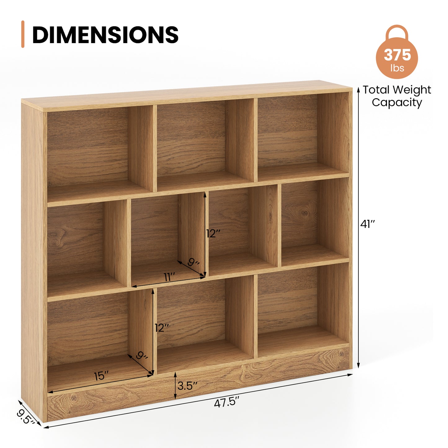 41 inches Wooden Toy Storage Organizer with 10 Cubes for Kids, Natural Kids Storage at Gallery Canada