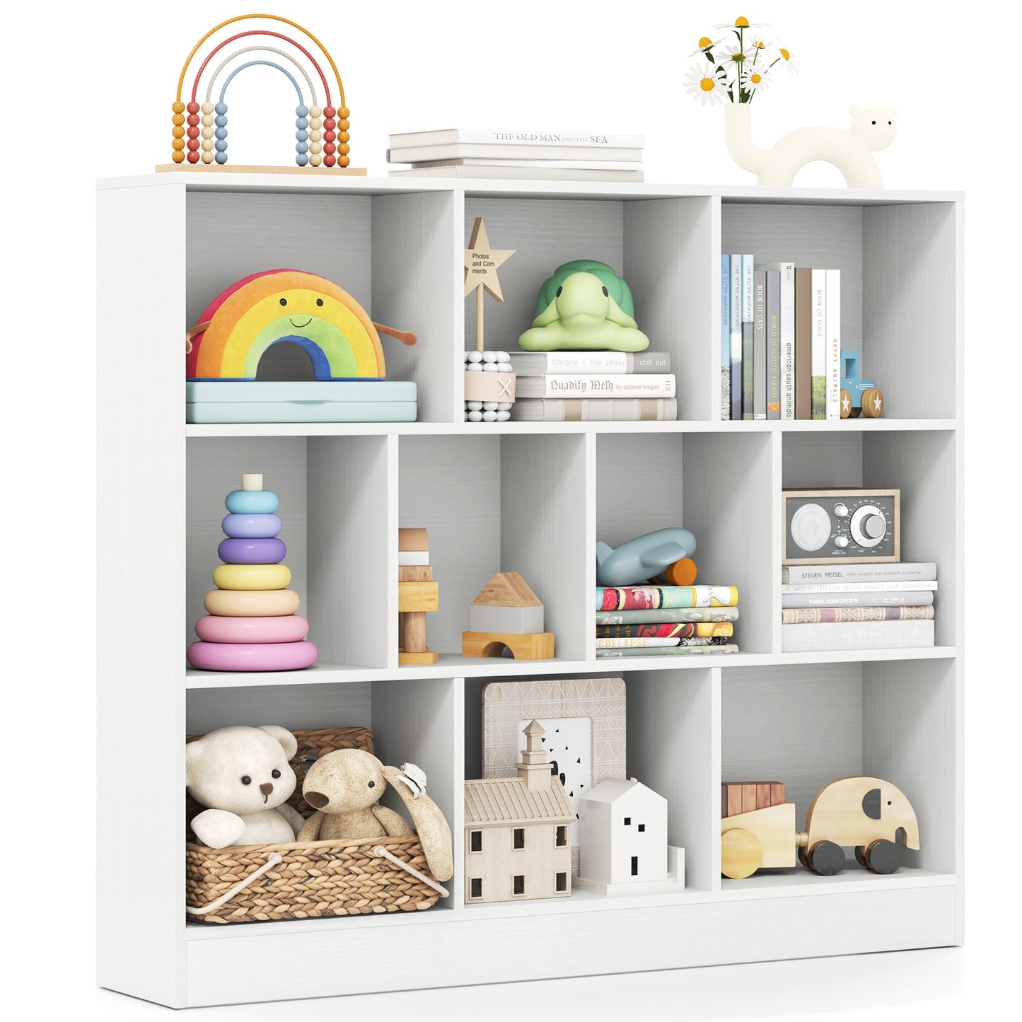 41 inches Wooden Toy Storage Organizer with 10 Cubes for Kids, White Kids Storage at Gallery Canada