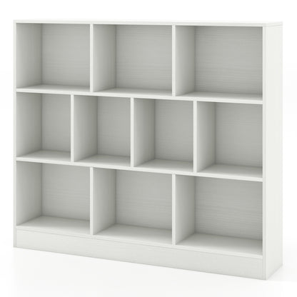 Organisateur de rangement pour jouets en bois de 41 pouces, 10 cubes, blanc