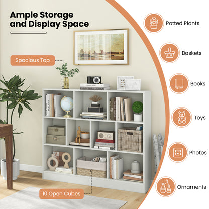 41 inches Wooden Toy Storage Organizer with 10 Cubes for Kids, White Kids Storage at Gallery Canada