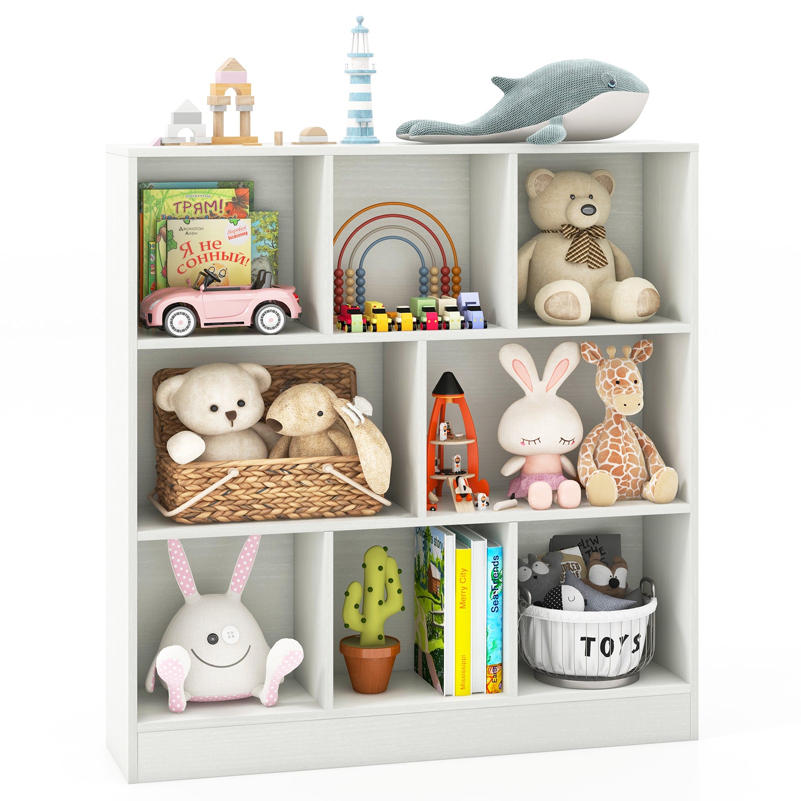 41 Inches 8-Cube Freestanding Bookcase for Kids, White Kids Storage White at Gallery Canada