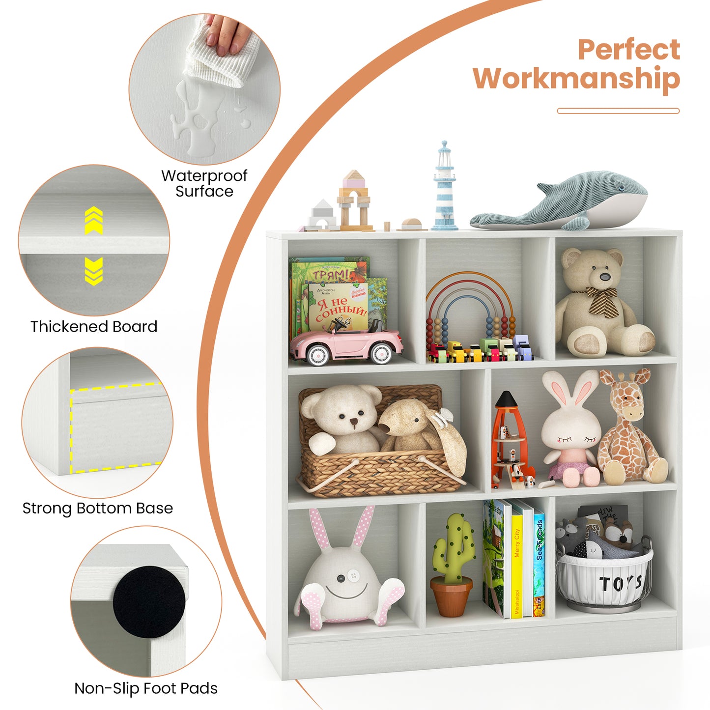 41 Inches 8-Cube Freestanding Bookcase for Kids, White Kids Storage at Gallery Canada