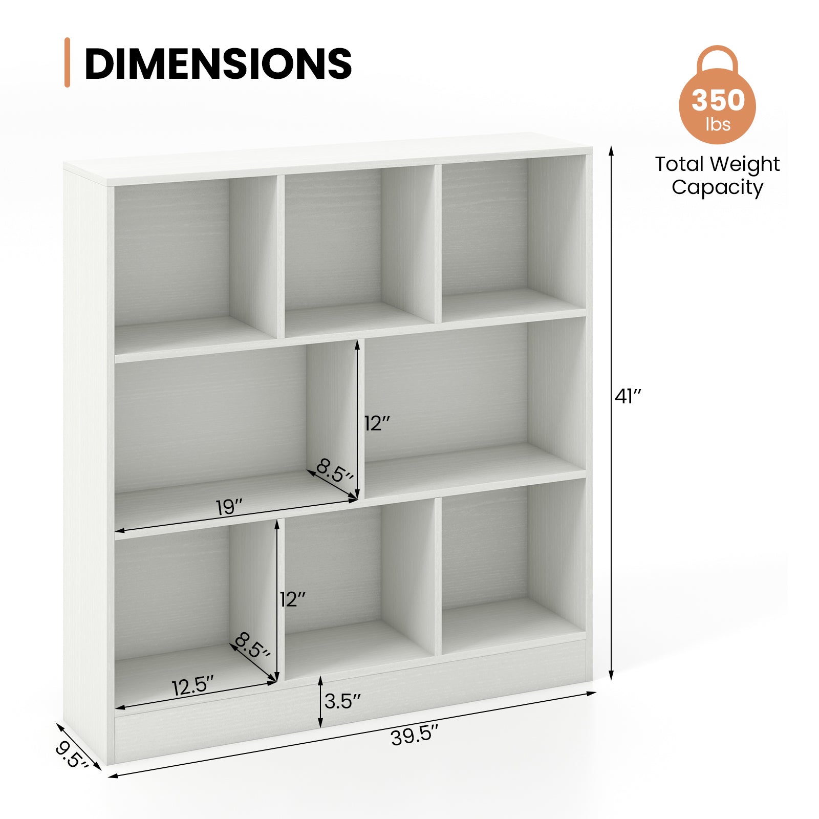 41 Inches 8-Cube Freestanding Bookcase for Kids, White Kids Storage at Gallery Canada