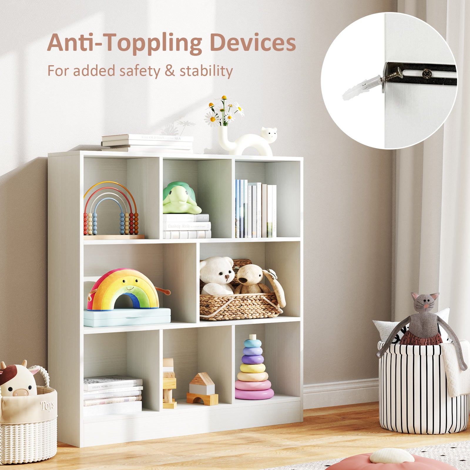 41 Inches 8-Cube Freestanding Bookcase for Kids, White Kids Storage at Gallery Canada