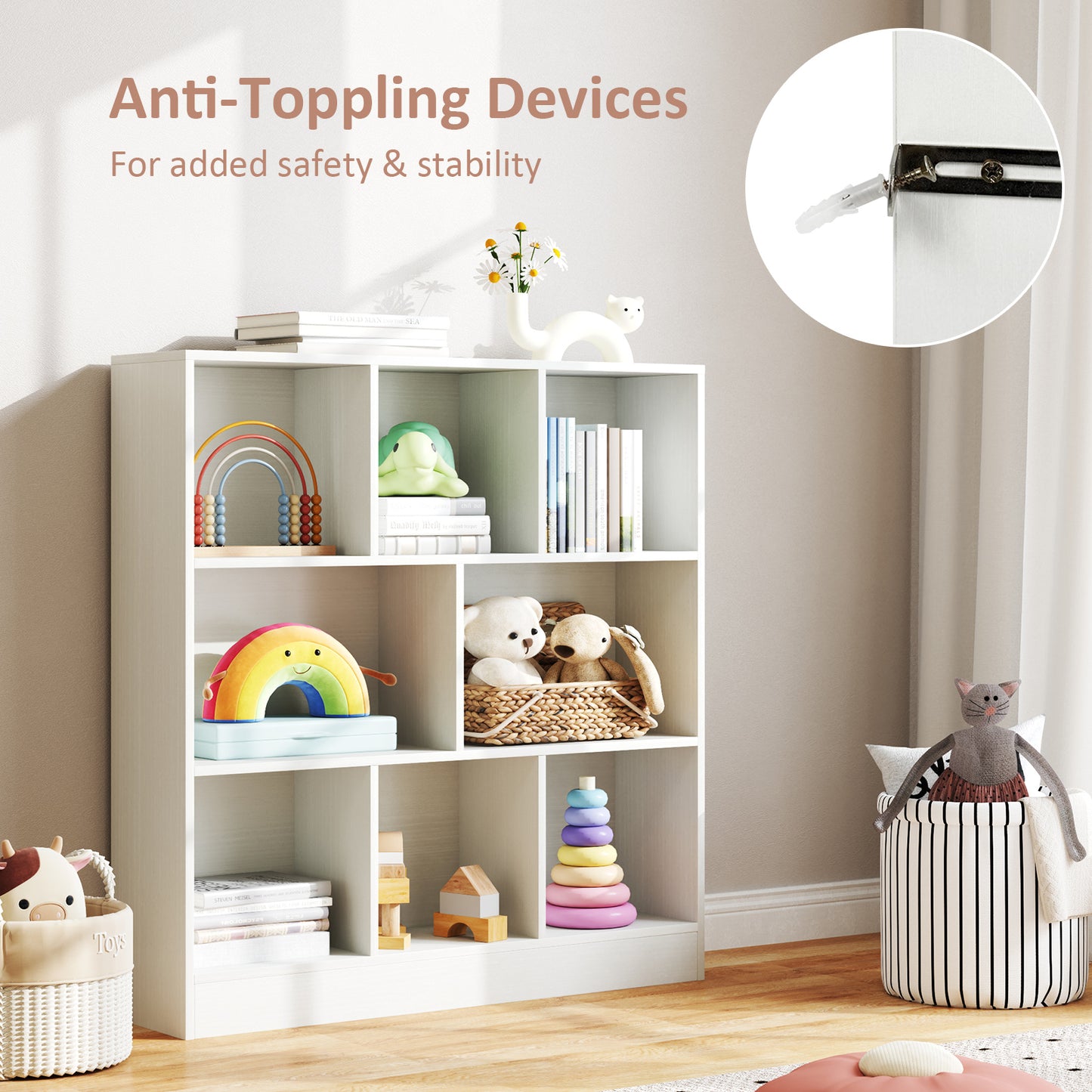 41 Inches 8-Cube Freestanding Bookcase for Kids, White Kids Storage at Gallery Canada