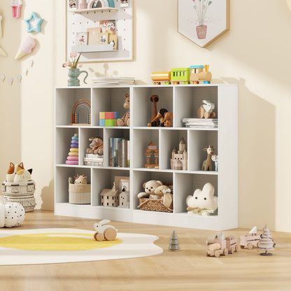 7-Section Freestanding Bookshelf for Kids Room Classroom Daycare Nursery, White Kids Storage at Gallery Canada