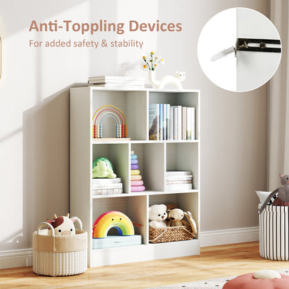 7-Section Freestanding Bookshelf for Kids Room Classroom Daycare Nursery, White Kids Storage at Gallery Canada