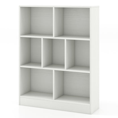 7-Section Freestanding Bookshelf for Kids Room Classroom Daycare Nursery, White Kids Storage at Gallery Canada
