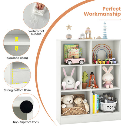 7-Section Freestanding Bookshelf for Kids Room Classroom Daycare Nursery, White Kids Storage at Gallery Canada