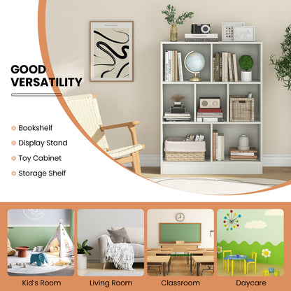 7-Section Freestanding Bookshelf for Kids Room Classroom Daycare Nursery, White Kids Storage at Gallery Canada