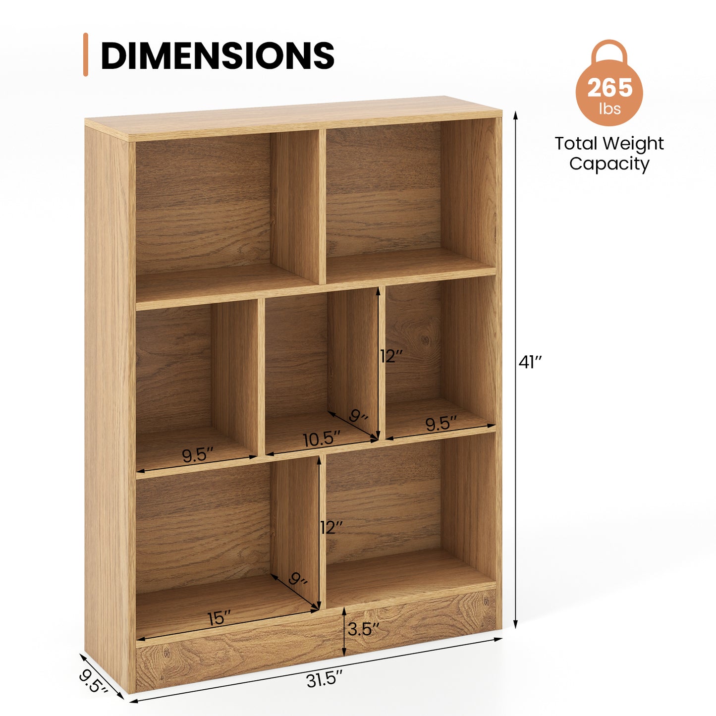 7-Section Freestanding Bookshelf for Kids Room Classroom Daycare Nursery, Natural Kids Storage at Gallery Canada