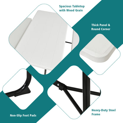Indoor and Outdoor Folding Picnic Table Bench Set with Wood-like Texture, White Picnic Tables at Gallery Canada