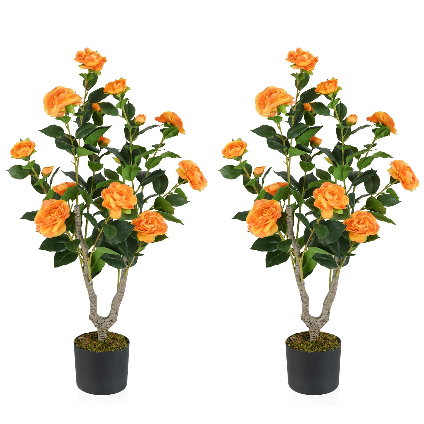 Artificial Camellia Tree, 36 Inch, Blooming Flower, 2 Pack, Orange Faux Plants at Gallery Canada