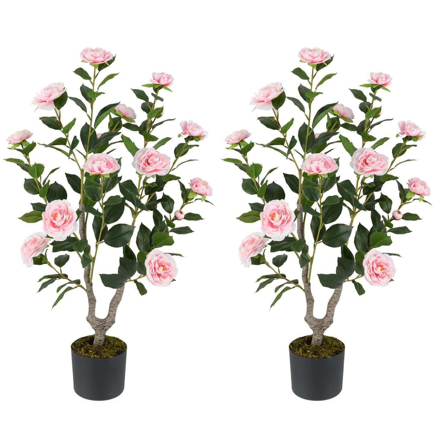 36 Inch Artificial Camellia Tree with Blooming Flower 2 Pack, Pink Faux Plants at Gallery Canada