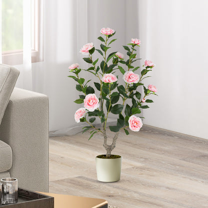 36 Inch Artificial Camellia Tree with Blooming Flower 2 Pack, Pink Faux Plants at Gallery Canada