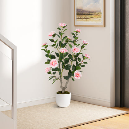 36 Inch Artificial Camellia Tree with Blooming Flower 2 Pack, Pink Faux Plants at Gallery Canada