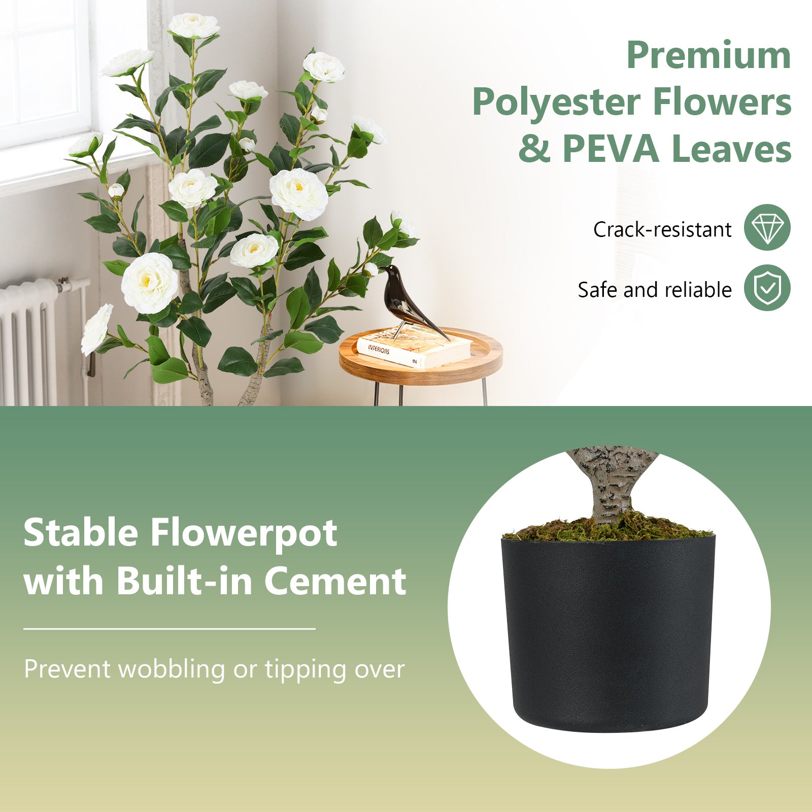 36 Inch Artificial Camellia Tree with Blooming Flower 2 Pack, White Faux Plants at Gallery Canada