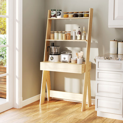 Ladder Shelf Desk, Bookcase With Countertop, Drawer, 2 Shelves, Natural Bookcases at Gallery Canada