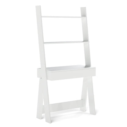 Ladder Shelf Desk with Countertop Drawer and Anti-Toppling Device, Oak Bookcases Oak at Gallery Canada