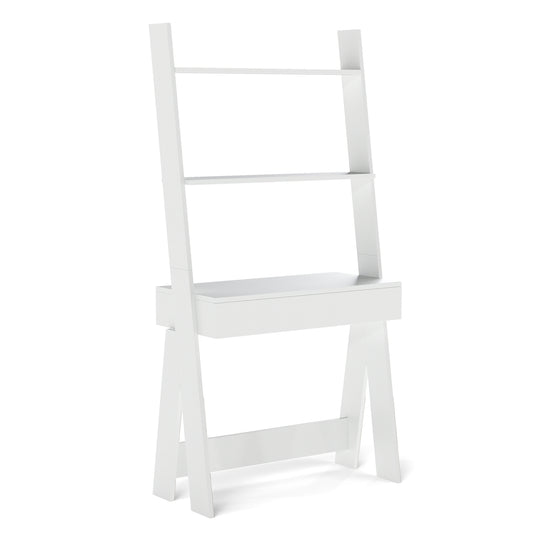 Ladder Shelf Desk with Countertop Drawer and Anti-Toppling Device, Oak Bookcases Oak at Gallery Canada