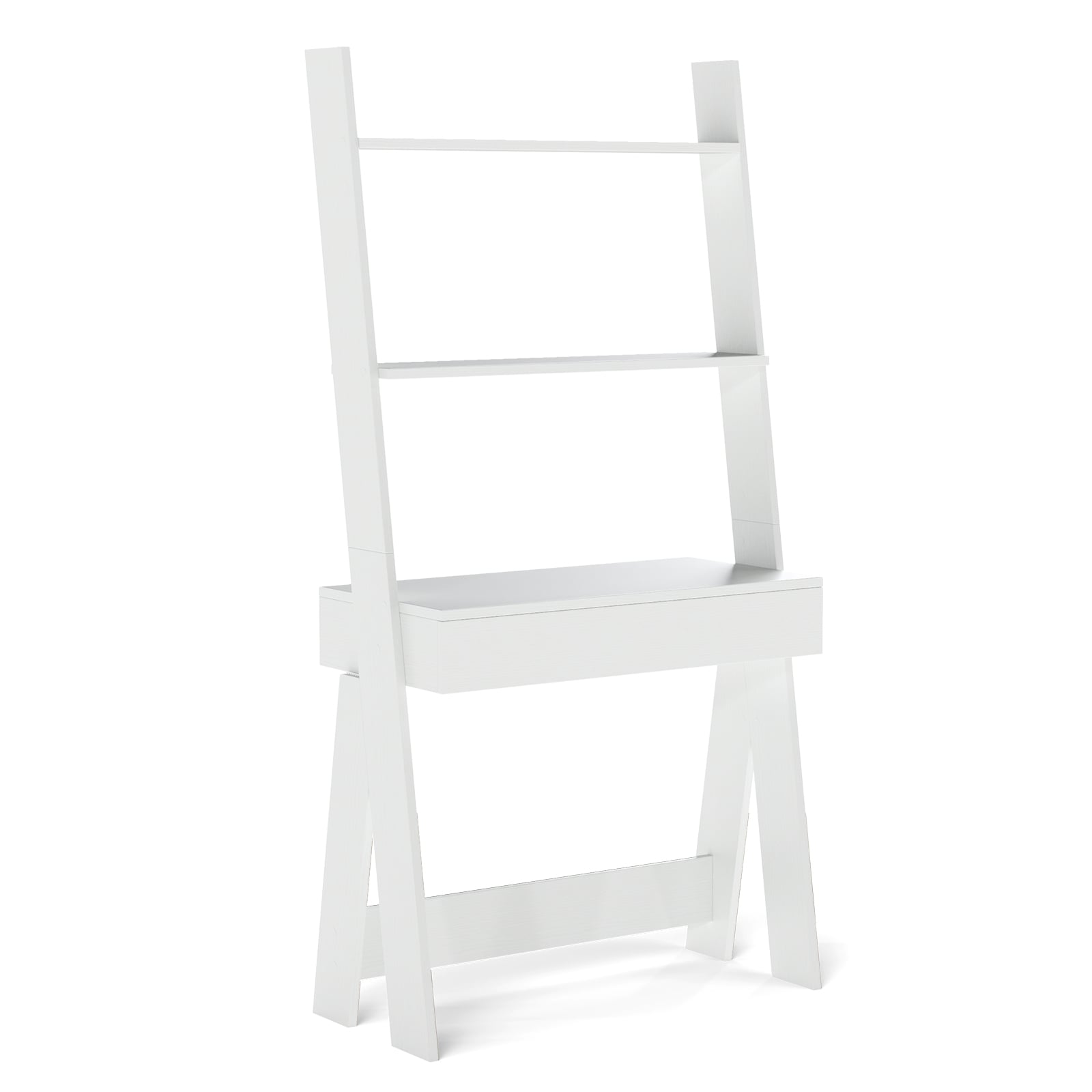 Ladder Shelf Desk With Countertop Drawer, Anti-Toppling Device, Oak Bookcases at Gallery Canada