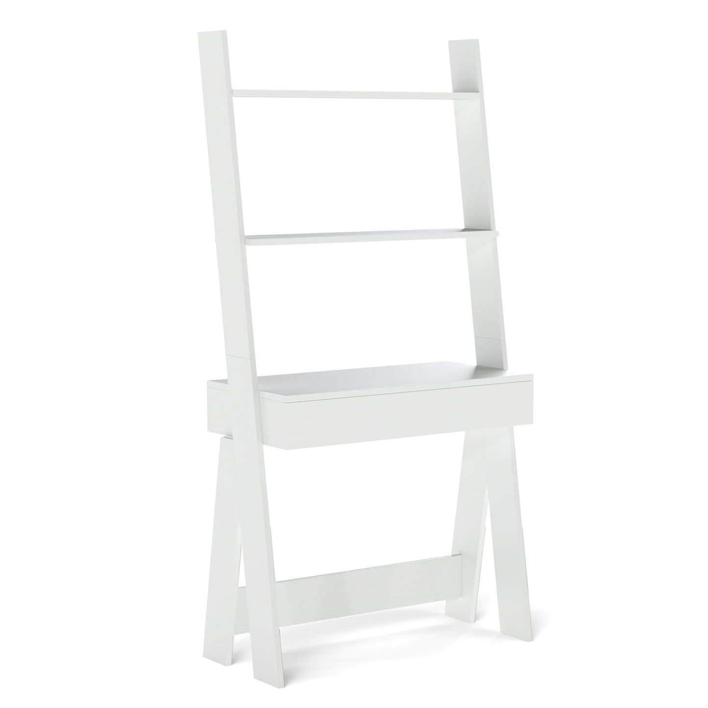 Ladder Shelf Desk With Countertop Drawer, Anti-Toppling Device, Oak Bookcases at Gallery Canada