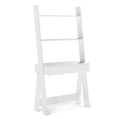 Ladder Shelf Desk With Countertop Drawer, Anti-Toppling Device, Oak Bookcases at Gallery Canada