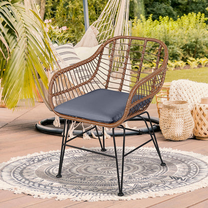 3 Pieces Patio Rattan Bistro Set with Cushion, Gray Patio Conversation Sets at Gallery Canada